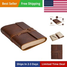 Leather Journal Notebook - Handmade Vintage Leather Bound 300 Pages 5" X 7" 