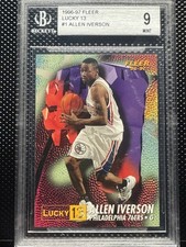 1996-97 Fleer Lucky 13 #1 Allen Iverson RC Rookie Insert BGS 9 MINT 🔥