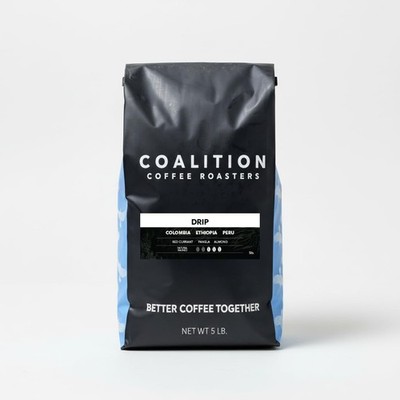 Coalition Coffee Roasters Drip Blend Whole Bean Coffee, 5 lb, Medium Roast