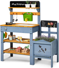 Mud Kitchen for Kids, Outdoor Play Kitchen with Planter Box, Mud Kitchen Accesso