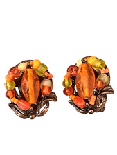 Boucles d'oreille Gas a clip multicolore orange