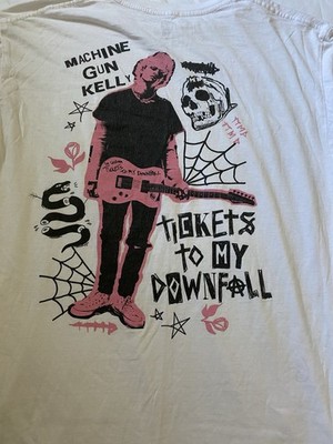 Machine Gun Kelly Tickets To My Downfall Shirt Mens Large White Graphic Band Tee