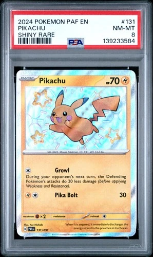 2024 POKEMON PAF EN-PALDEAN FATES SHINY RARE #131 PIKACHU PSA 8