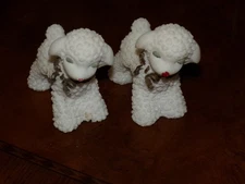 2 Vintage Sheep Figurine Figure Salt Stone [FA377]