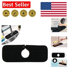 Compact Microfiber Faucet Sink Mat - Snap Fastener, 15" x 5.5", Machine Washable