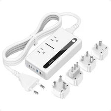 TESSAN Italy Travel Plug Adapter, US to Italian Power Adaptor with 4 Outlets and