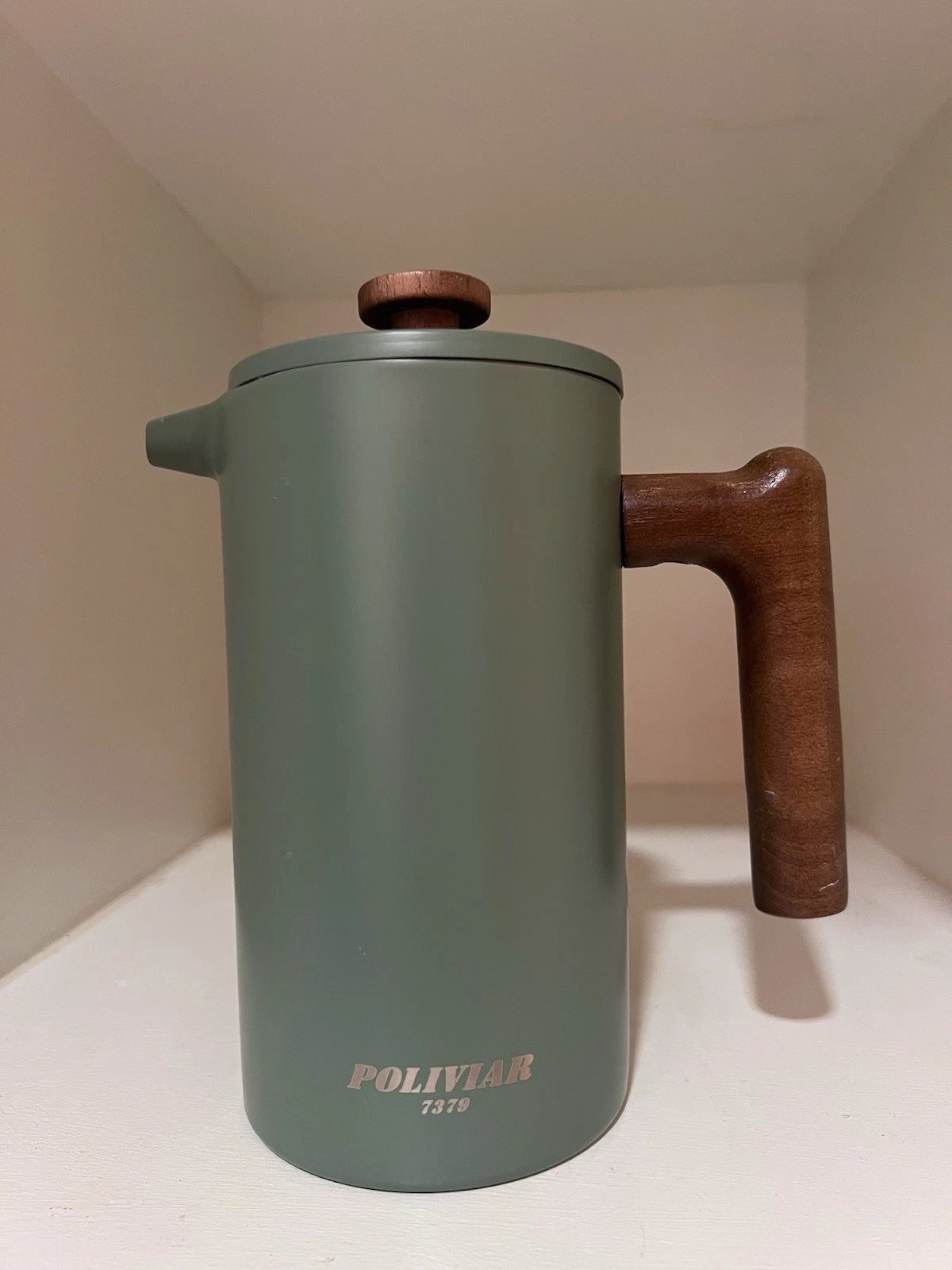 Poliviar 34oz Stainless Steel French Press Coffee Maker Teak Wood Handle