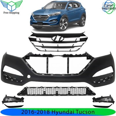 Front Bumper Cover Fascia & Grille Assembly Kit For 2016-2018 Hyundai Tucson