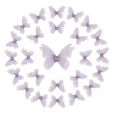 25Pcs Organza Fabric Butterflies,20mm 3D Sheer Mesh Butterfly, Pure Purple