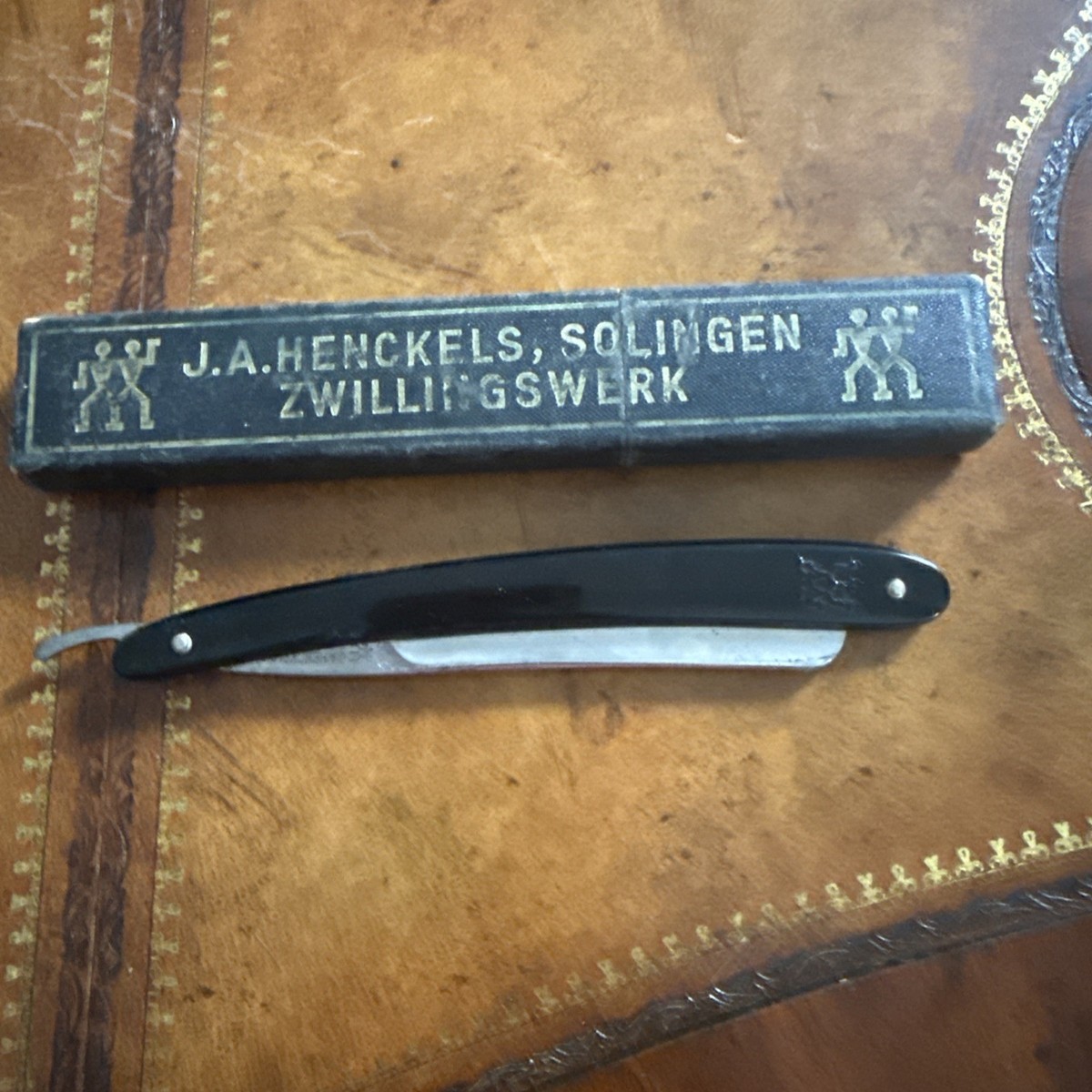 Vintage J. A. Henckels FRIODUR straight razor, 50 1/2 w/ Box