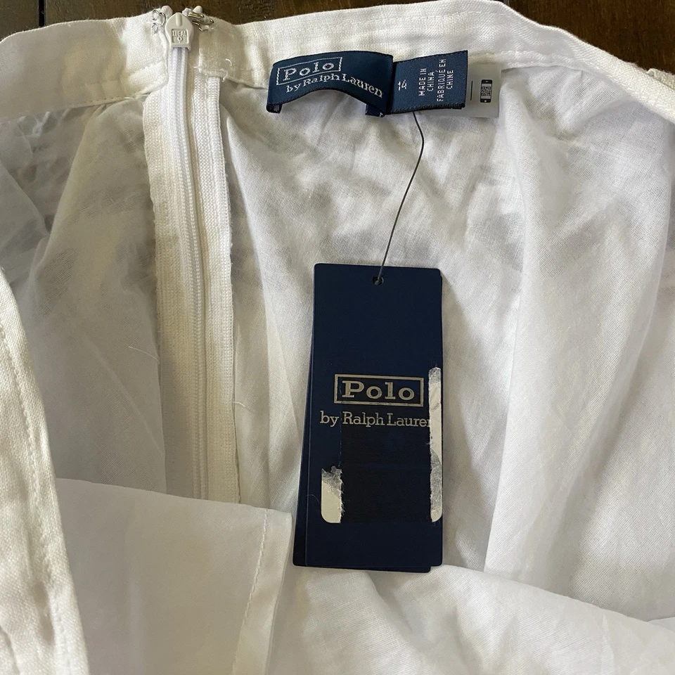 Polo Ralph Lauren 女式长裙 14 码孔眼分层刺绣白色蕾丝 — 第 4/4 张图片