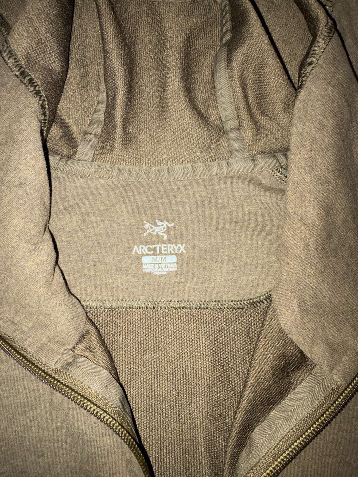 ARC'TERYX Felpa con cappuccio e zip intera Arcteryx Word On End ottima uomo MED Dark Moss Heather
