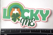 3D Lucky Me Title St Patricks Pattys Day Horseshoe Clover Embellishment 4031