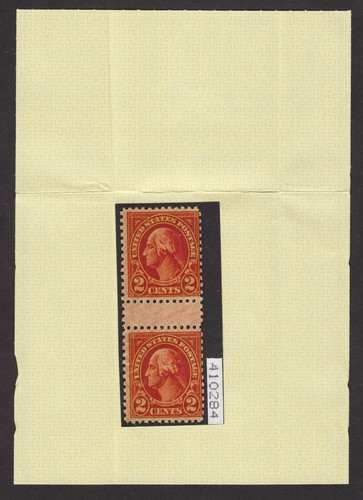 1928 Vertical Gutter Pair 2¢ WASHINGTON TYPE II #634A MNH Fine with cert, $1,250 - Picture 4 of 4