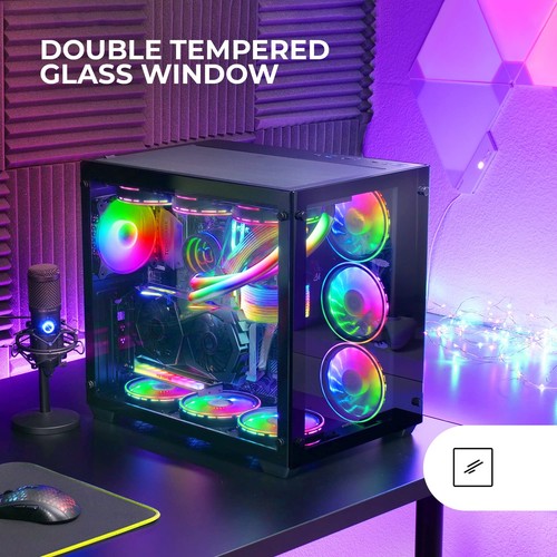 MCV3 Schwarz Custom XXL E-ATX Gaming Tower Front und Seitenfenster Gehärtetem... - Photo 2/7