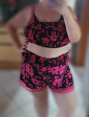 Zweiteiler Set 3 Xl Pink Hose Top Kurz Plus Size große Größen  Sommer 