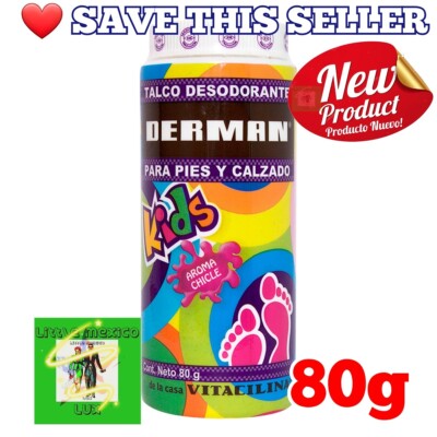 DERMAN TALCO PARA NINOS / KIDS TALCUM FOOT POWDER 80g NO MORE STINKY FEET   