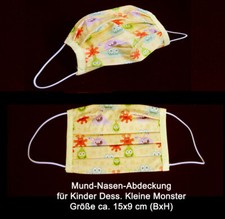 Mund-Nasen-Abdeckung für Kinder aus 100 % Baumwolle Dess. Kleine Monster