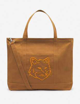 Maison Kitsune Bold Fox Head XL Tote Bag Golden Brown Maison Kitsune Bold Fox Head XL Tote Bag Golden Brown