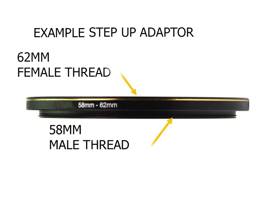 37-58mm Metal Step Up Ring Lens Adapter 37 male to 58 female thread - UK STOCK - Image 2 of 4
