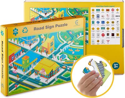 Road Signs Kids Puzzles, Thick Floor Puzzle, Educational Puzzles for... 