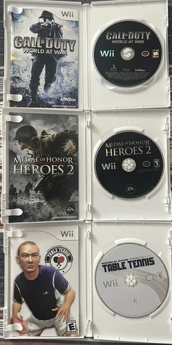 Nintendo Wii 3 Game Lot - Call Of Duty, Medal Of Honor Heroes 2 & Table Tennis