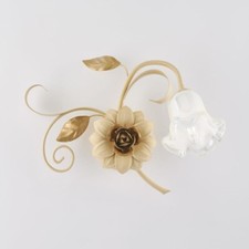 Classic Wall Sconce in Wrought Iron Shabby Chic Ivory 1 Light BON-555