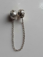 Chamilia sterling silver 925 laurel locks charm bracelet safety chain 