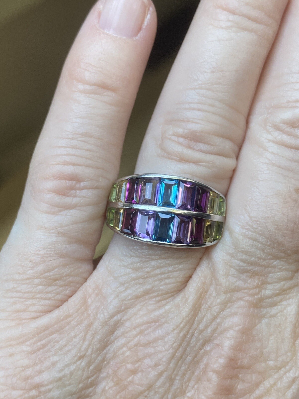 Multi Gemstone Ring Sterling Silver 925 Double St… - image 5