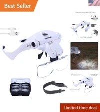 Optimal Clarity Rechargeable Head Magnifying Glass with 5 Interchangeable Lenses