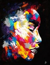 A4 Print of Unique Abstract Realism Art Portrait Picture Female Face