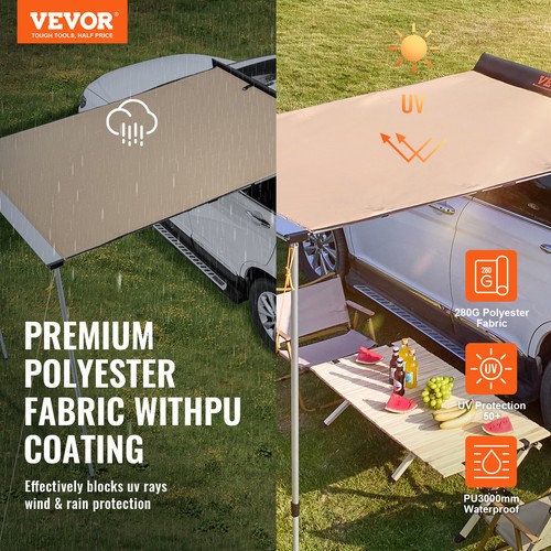 VEVOR Tendalino da Sole Laterale Auto Camper Retrattile 2x2,5 m PU3000mm UV50+ - Foto 2 di 12