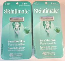 (2) Skintimate Razors Sensitive Skin Unscented Aloe Strip Disposable (8 Total)