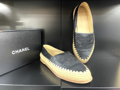1797 シャネル キャンバス ロゴ フラットシューズ 黒 CHANEL♡シャネル フラットシューズ バレリーナ ペタンコ (CHANEL