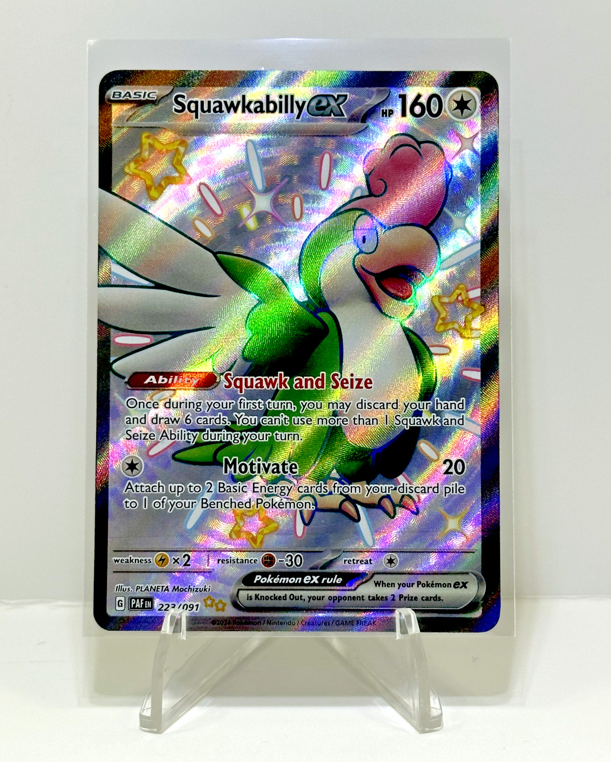 Pokémon TCG Squawkabilly EX Scarlet & Violet: Paldean Fates 223/091 Holo Rare