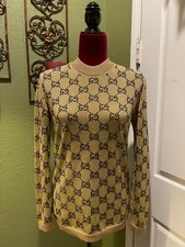 100 Authentic GUCCI Gold Crystal Embroidered Sweater 5000 Size: S