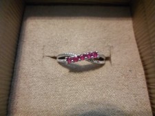 Ruby 5-Stone 925 Sterling Silver Ring-Size 7-0.35 Carats