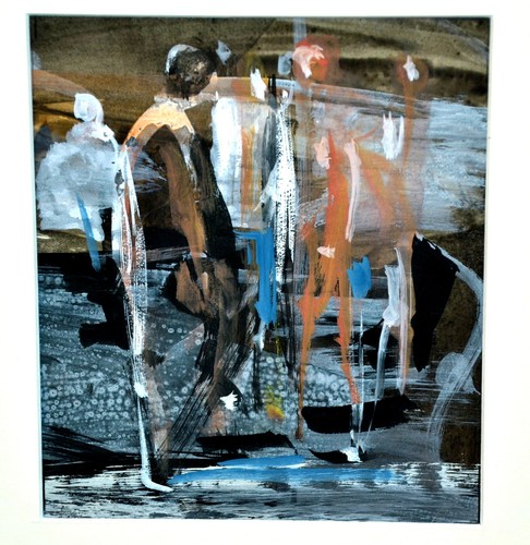 Gouache, bañista, ilegible signo + designado - Imagen 2 de 6