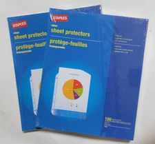 2 pk Staples Sheet Protectors - Staples 10524 Clear-200 sheets