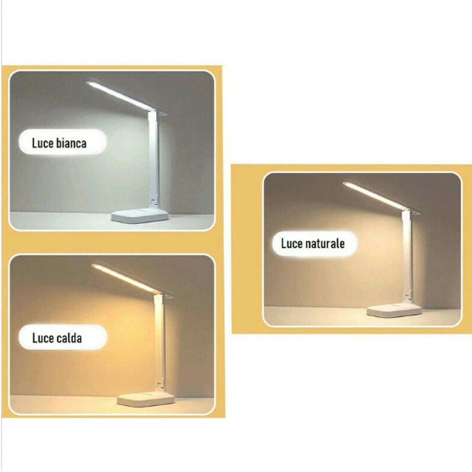 LAMPADA DA SCRIVANIA A LED RICARICABILE REGOLABILE COMANDI TOUCH DA TAVOLO B0440 - Immagine 4 di 4