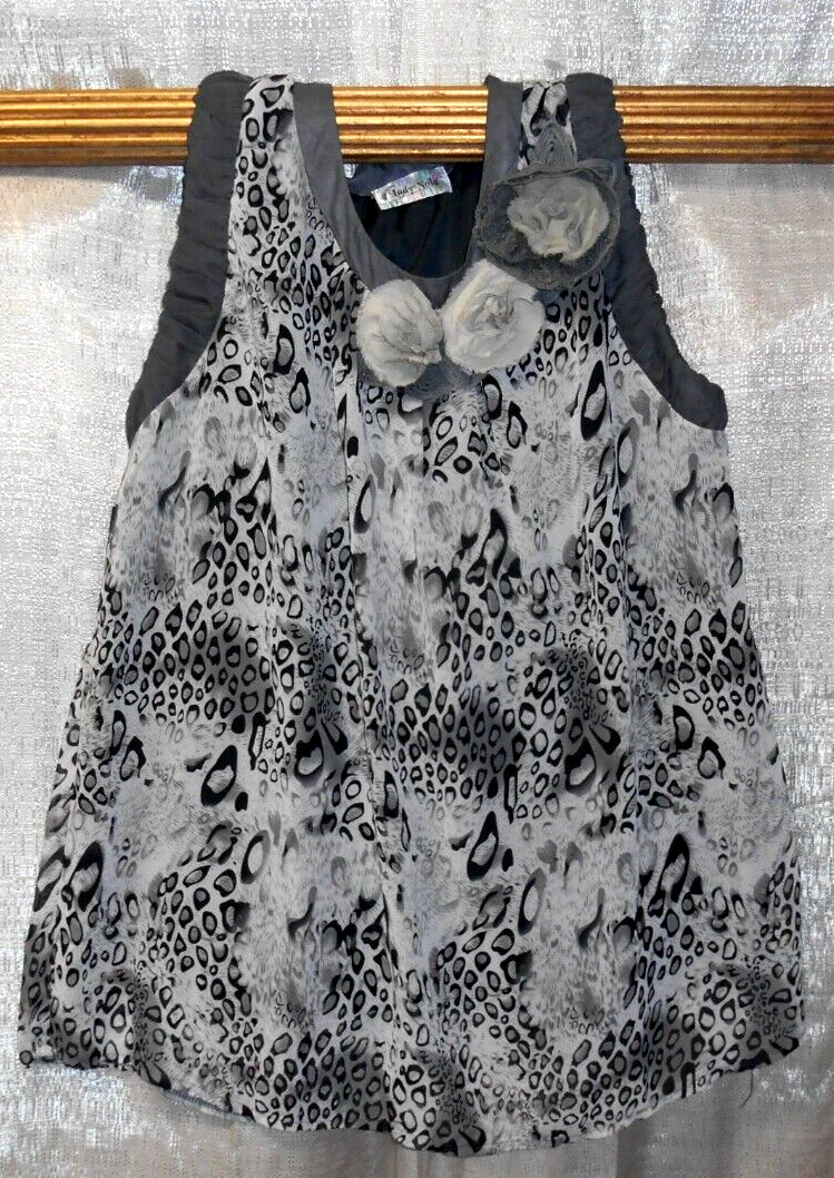Lady Noiz sz 2X sleeveless Long TOP/short dress 3-D flower detail silky  fabric
