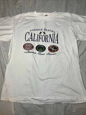 Vintage Single Stitch Venice Beach California Short Sleeve T Shirt Size XL