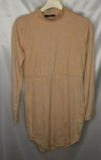 Forever 21 Woman's M Faux Suede Long Sleeve Mini Dress Tan