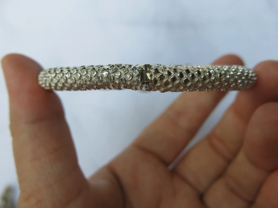 Dragon Naga Bangle Bracelet 925 Sterling silver Silver Pink Ruby Eyes Blue stone - Image 3 of 4