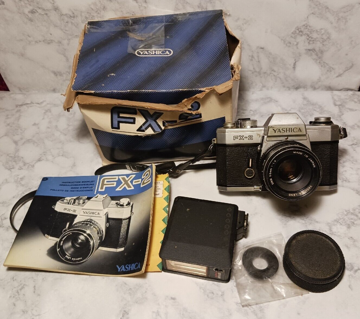 ~Vintage Yashica FX-2 Japan SLR Film Camera with 50mm Lens Box and  Manual~