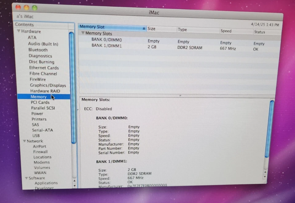 Apple IMac Core Duo 2.0 20" 250GB Intel Core Duo @ 6.67 GHz 2GB RAM A1174 READ - Image 3 of 4