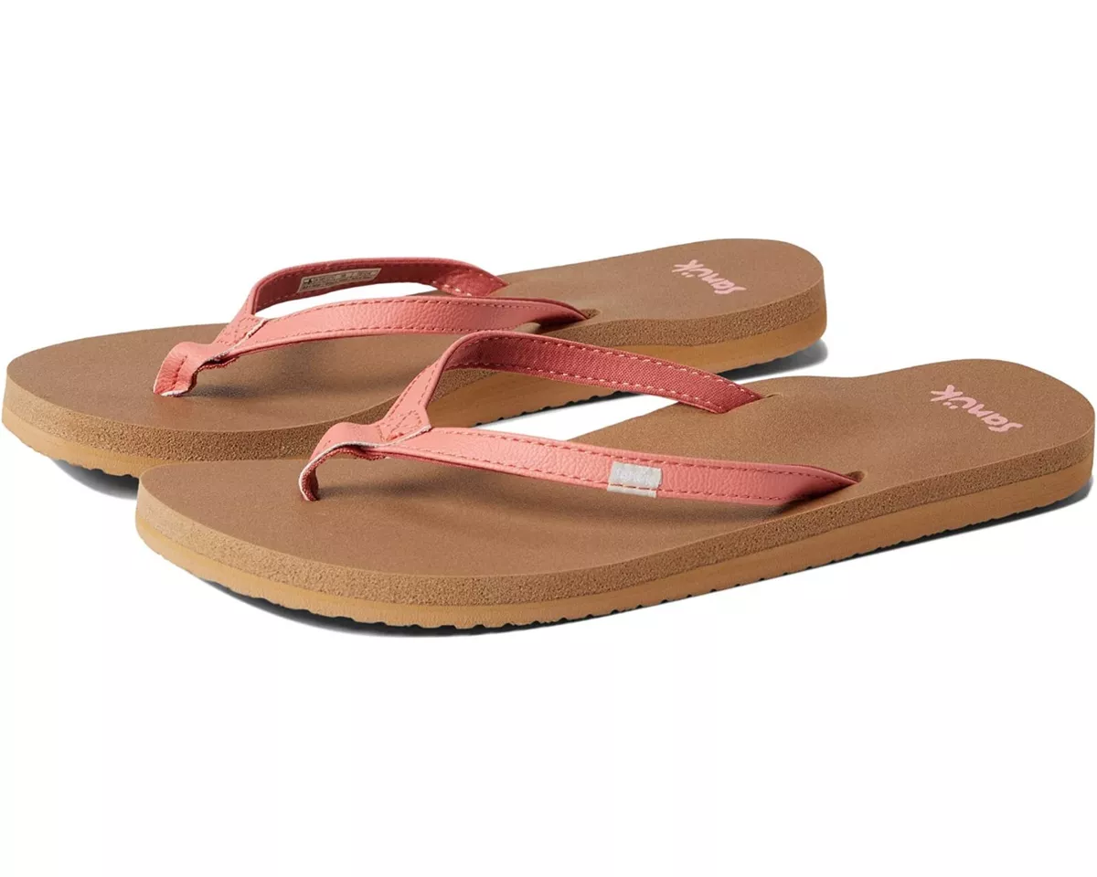 Women's Shoes Sanuk YOGA JOY Flip Flop Toe Post Sandals SWS10275 BURNT  CORAL