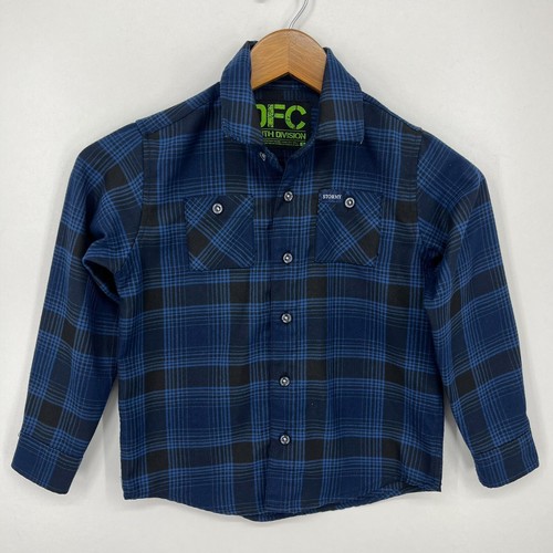 Dixxon DFC Long Sleeve Button Shirt Youth S Blue Youth Division Plaid Flannel