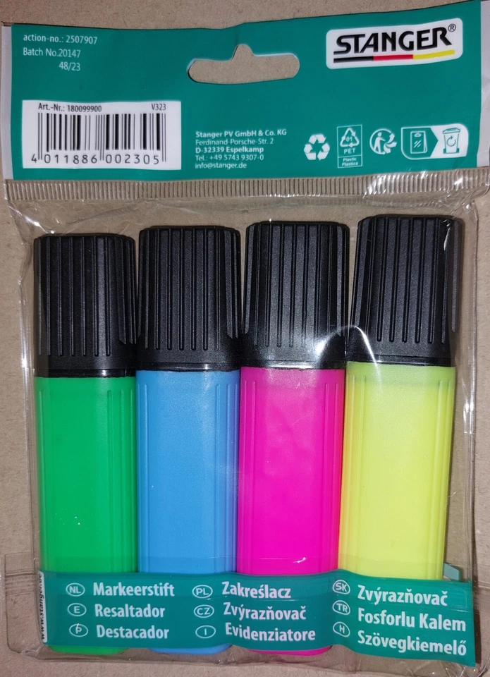 4er Set Text Marker Highlighter von STANGER® - NEU - - Bild 2 von 2