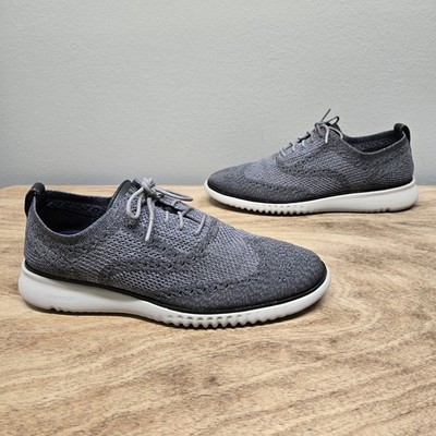 Cole Haan 2.ZeroGrand Shoes Men 8.5 Gray Knit Wingtip Oxford